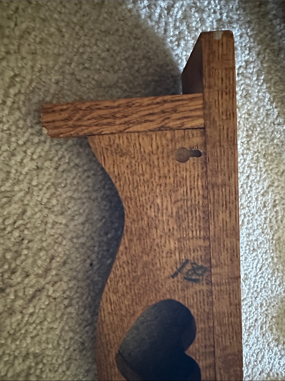 Rustic Brown Wooden Heart Shelf - Picture 6 of 7